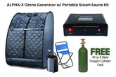 ALPHA-X Ozone Therapy Generator with Portable Steam Sauna & Ozonide Breathing Oil Bubbler